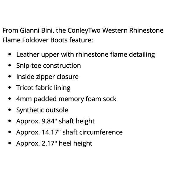 Gianni Bini CONLEYTWO Western Rhinestone Flame Foldover Boots - Picture 13 of 14